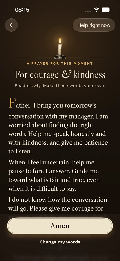 The same example prayer in Carried’s dark appearance.